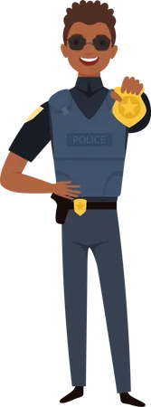 Oficial de policía mostrando placa  Ilustración