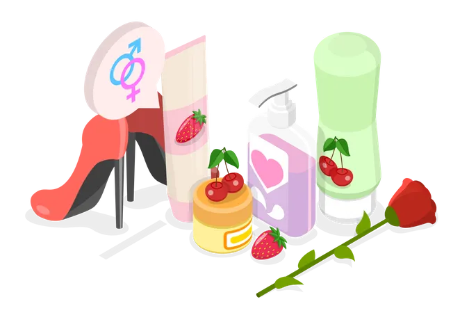 Oil and Cream Tube and Moisturizing Cosmetics  Illustration