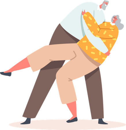 Old aged couple dancing  イラスト