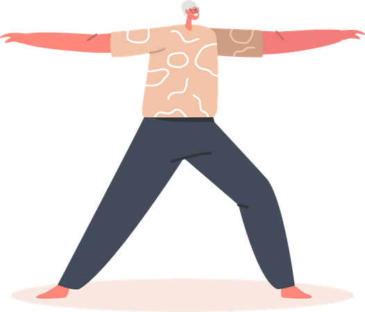 Old aged woman doing exercise  イラスト