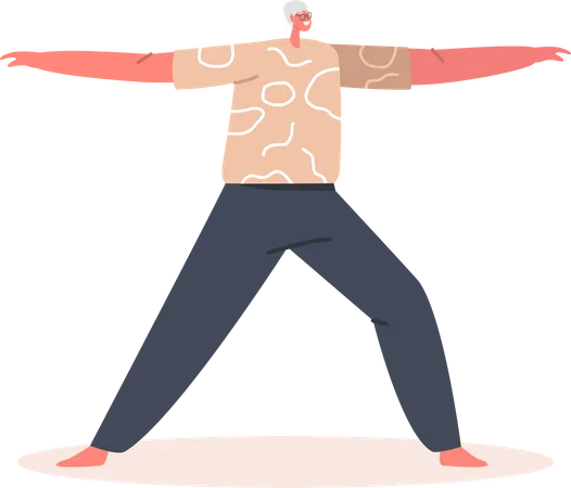 Old aged woman doing exercise  イラスト