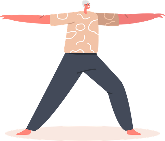 Old aged woman doing exercise  Illustration