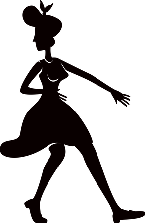 Old fashioned lady dancing  Illustration