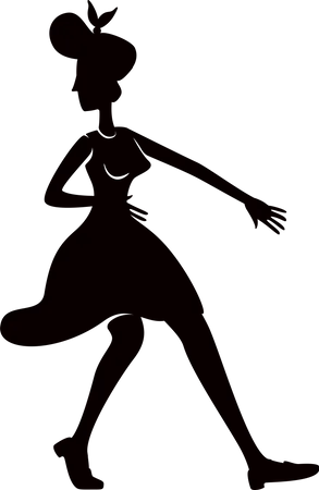 Old fashioned lady dancing  Illustration