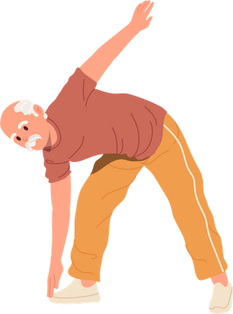 Old man doing morning physical exercise  Illustration