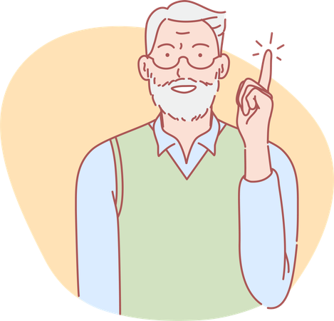 Old man getting idea  Illustration