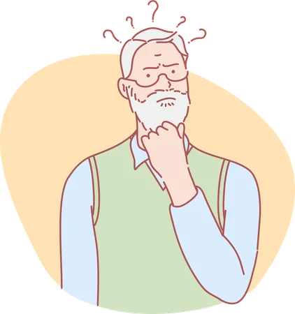 Old man having doubt  Illustration