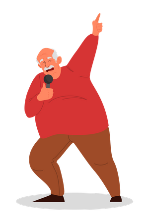 Old man singing song  Illustration