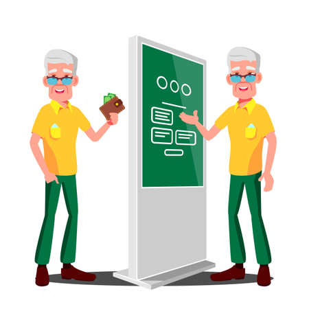 Old Man Using ATM  Illustration