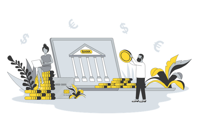 Online Banking Services  Illustration