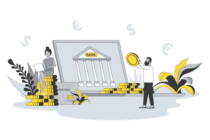 Online Banking Services  Illustration