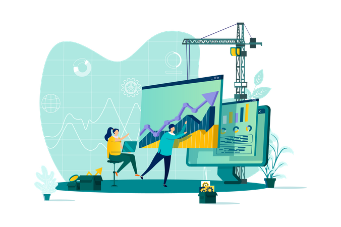 Online business analytics and stock trading information service  Illustration