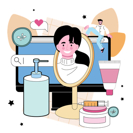 Online Cosmetologist service  일러스트레이션