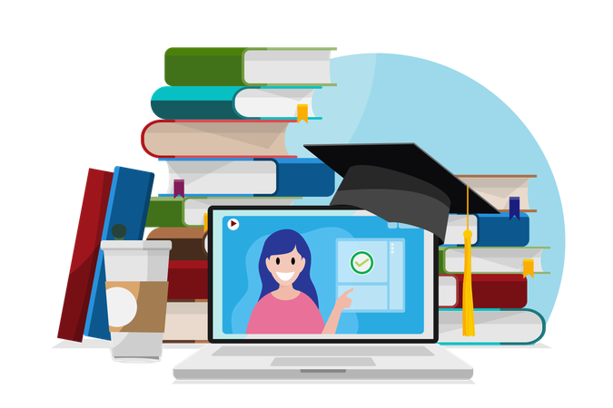 Online education and study  Illustration