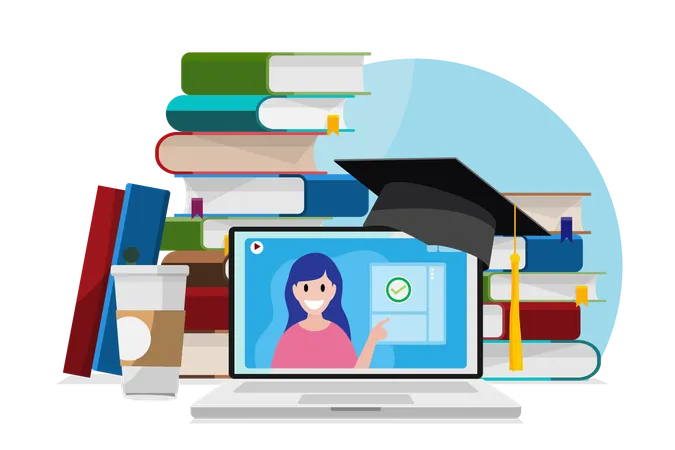 Online education and study  Illustration