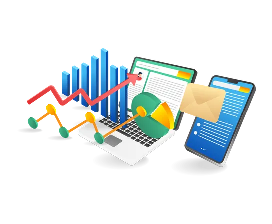 Online-Geschäftsanalyse und Datenmanagement  Illustration