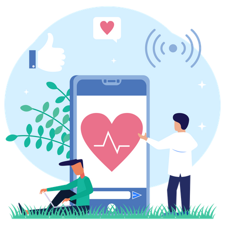 Online Heart Checkup  Illustration