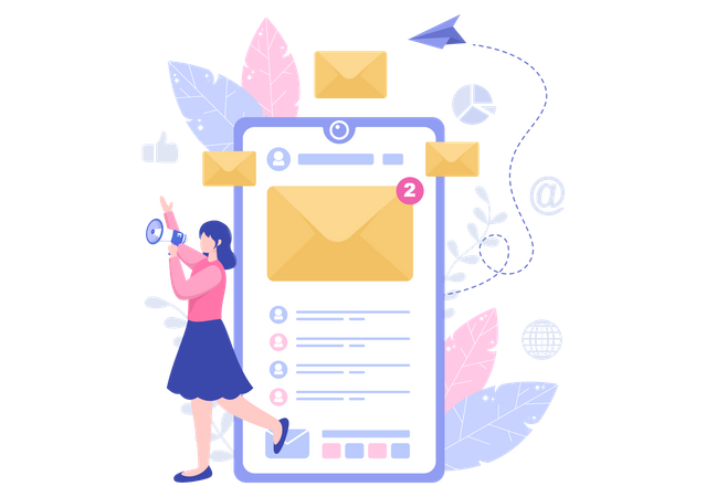 Online Marketing with Email  Illustration