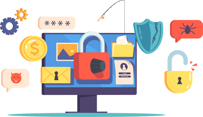 Online personal data security  Illustration