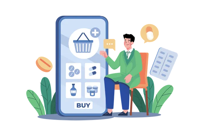 Online Pharmacy App  Illustration