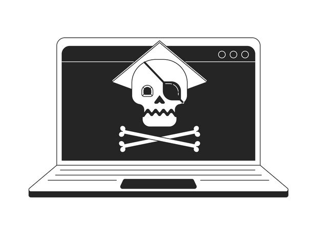 Online piracy on laptop  Illustration