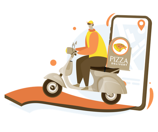 Online pizza delivery  Illustration