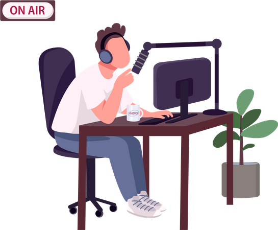 Online podcast host  Illustration