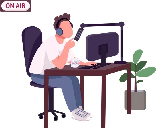 Online podcast host  Illustration