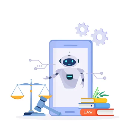 Online robotic law assistance  Illustration