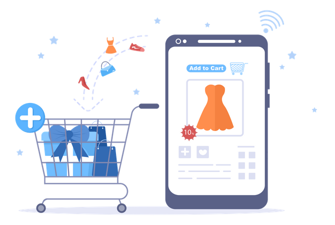 Online Shopping Cart  Illustration