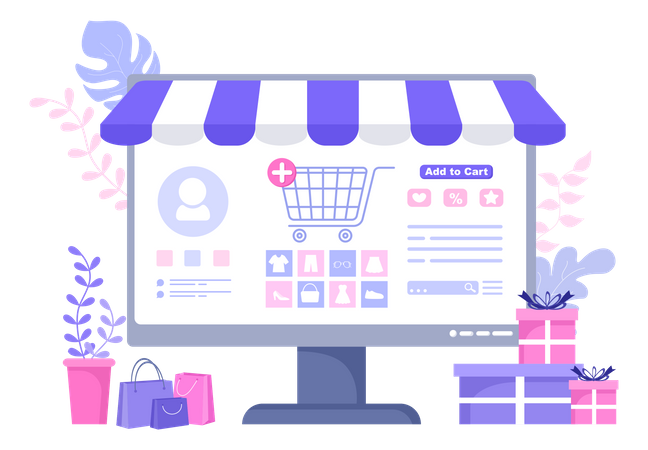 Online Shopping Cart  Illustration