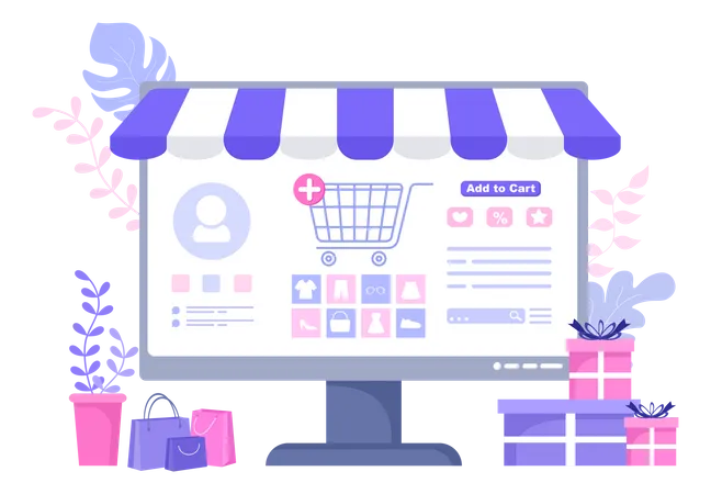 Online Shopping Cart  Illustration