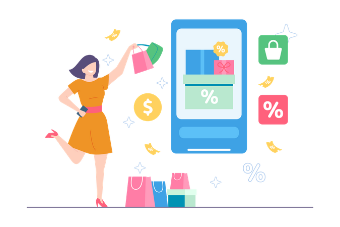 Online Shopping Discount  Illustration