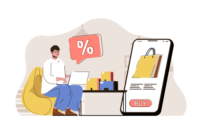 Online Shopping discount  Illustration