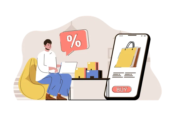 Online Shopping discount  Illustration