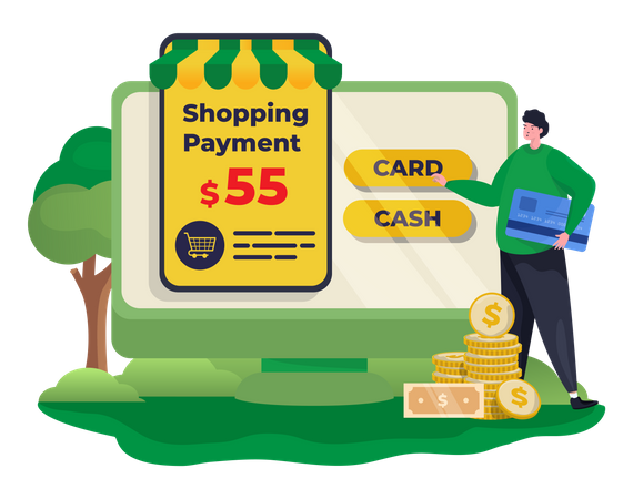 Online shopping payout  Illustration