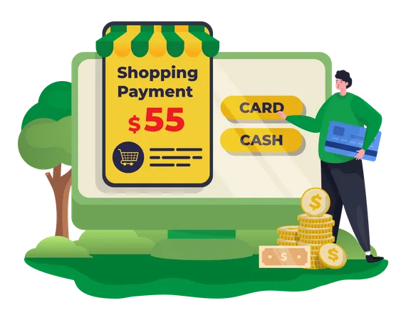 Online shopping payout  Illustration