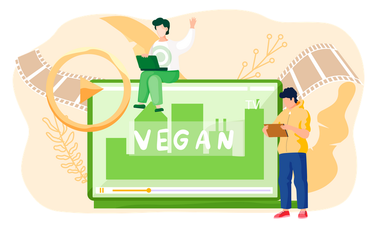 Online video on vegan products  Illustration