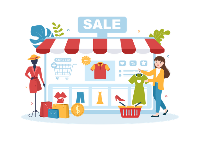 Online website for shopping sale  Illustration