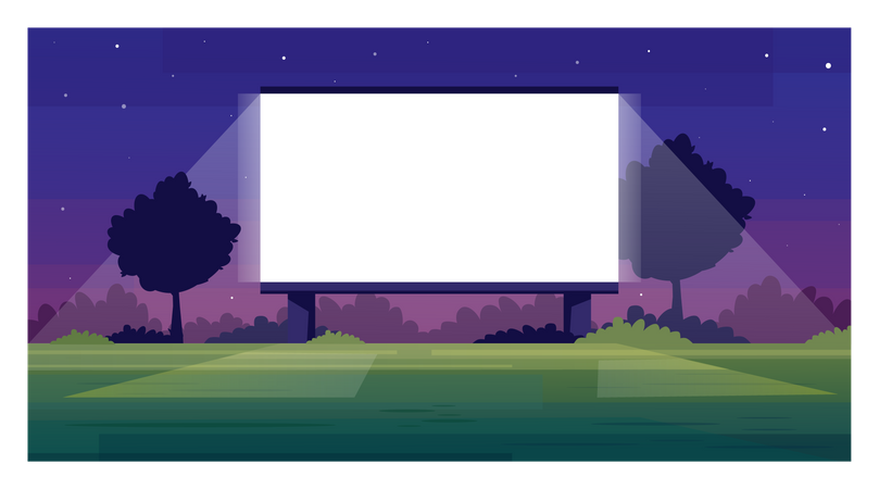 Open air cinema screen  イラスト