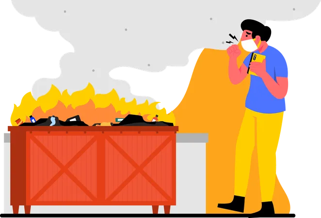 Open burning of trash causing air pollution  イラスト