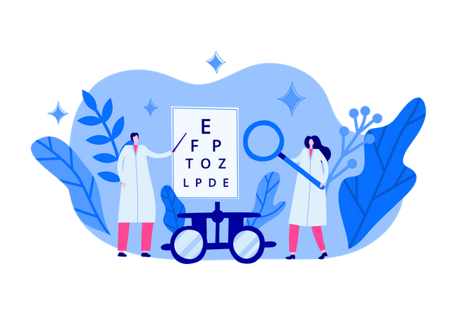 Ophthalmology scene with people  Illustration