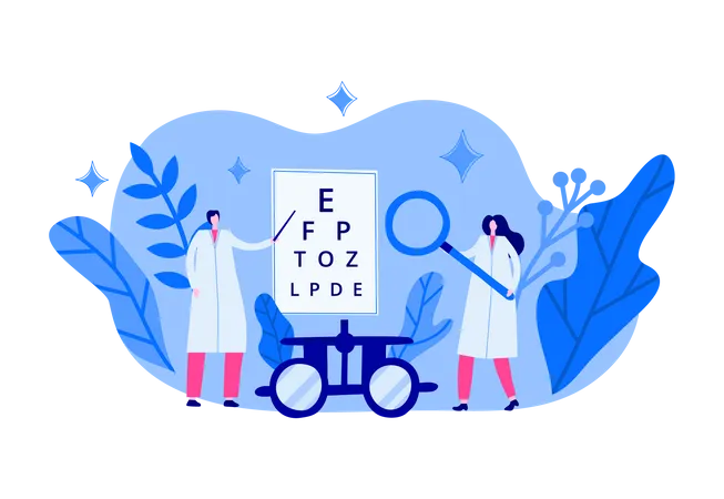 Ophthalmology scene with people  Illustration