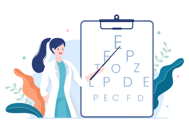 Ophthalmology with eye chart  Illustration