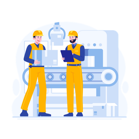 Ouvrier d'usine effectuant une inspection  Illustration