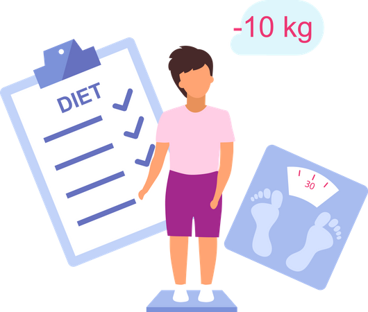 Overweight kid losing weight  Illustration