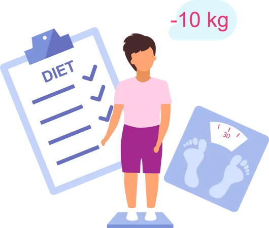 Overweight kid losing weight  Illustration