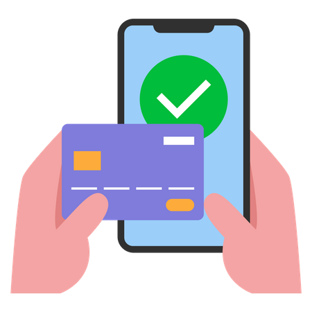 Paiement par carte mobile réussi  Illustration