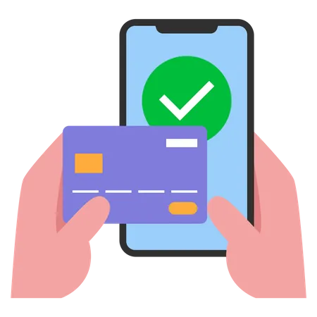 Paiement par carte mobile réussi  Illustration