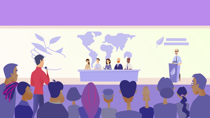 Panel de politiciens donnant une interview  Illustration